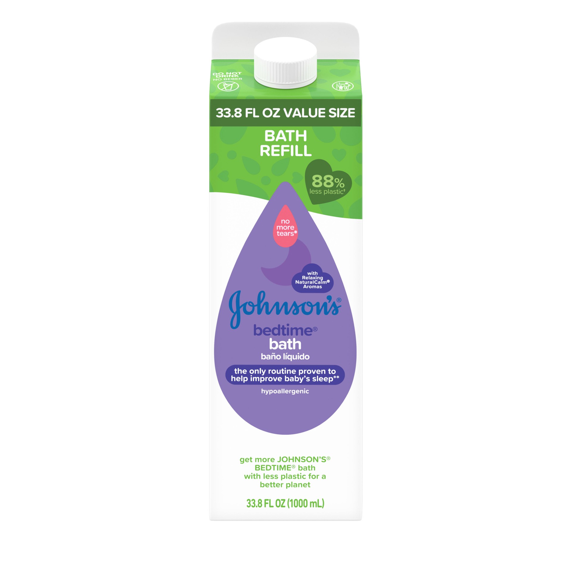 slide 9 of 9, Johnson's No More Tears Bedtime Baby Bath Refill, NaturalCalm Aromas, 33.8 fl. oz, 33.8 fl oz