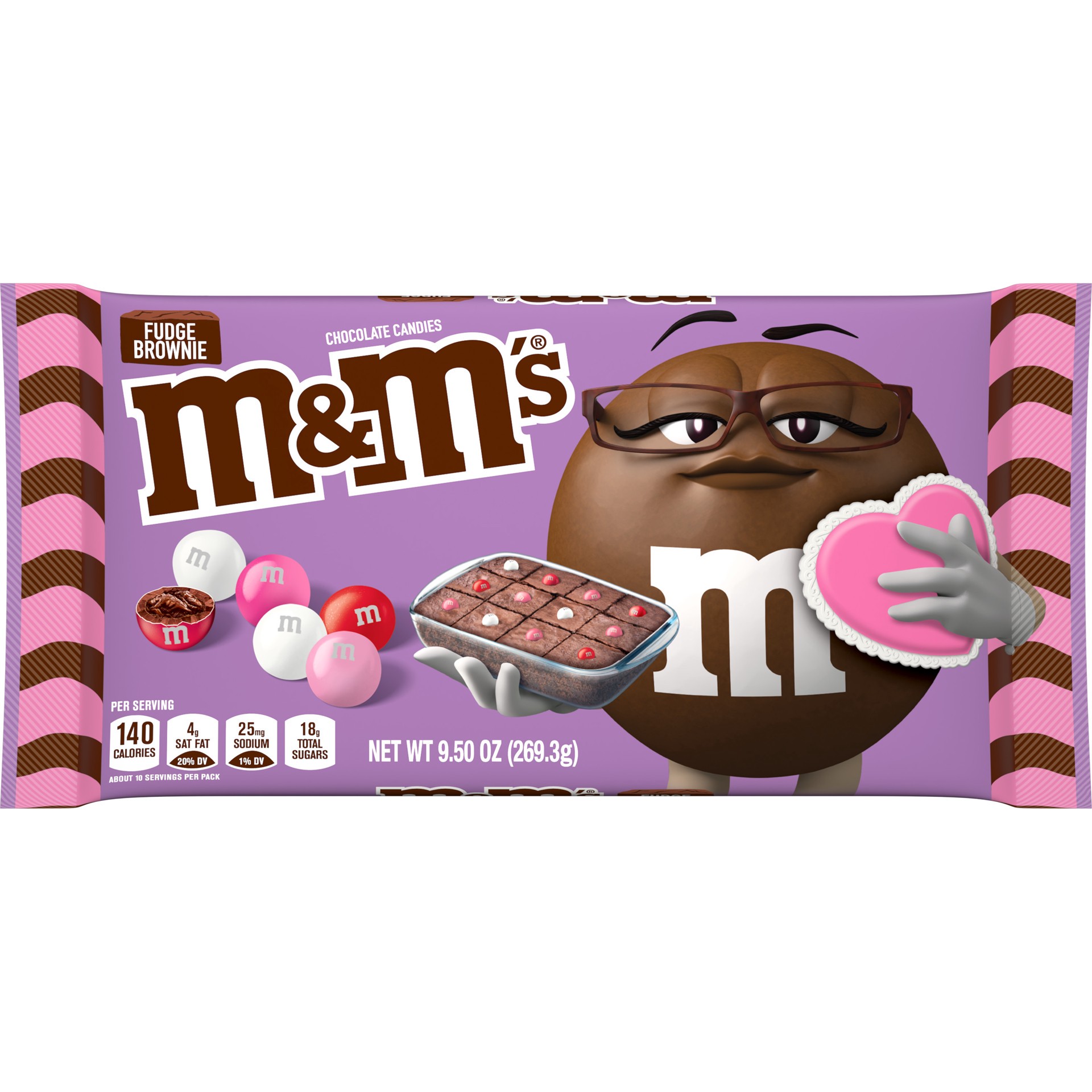 slide 1 of 11, M&M's Valentine's Fudge Brownie Chocolate Candy, 9.5 oz, 9.5 oz