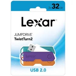 Lexar Jumpdrive TwistTurn2 USB 2.0 Flash Drive, 32 GB, Black