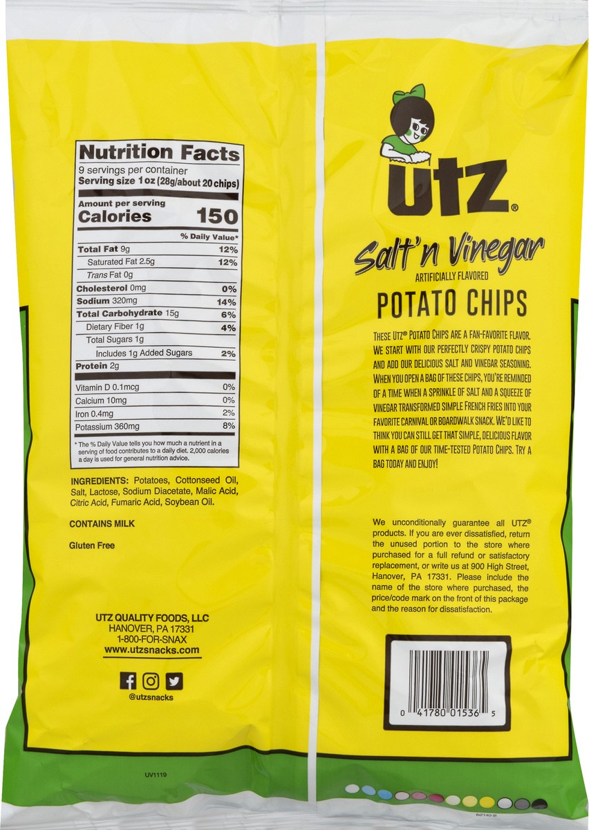 slide 7 of 10, Utz Family Size Salt'n Vinegar Potato Chips 9.0 oz, 9 oz