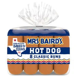 Mrs. Baird's White Sliced Classic Buns, 8 count, 12 oz