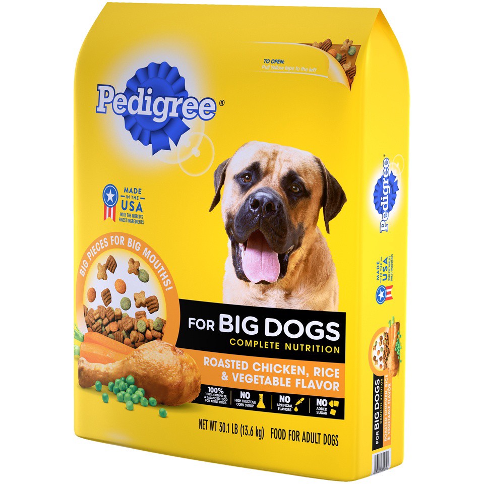 slide 17 of 17, PEDIGREE For Big Dogs Adult Complete Nutrition Large Breed Dry Dog Food Roasted Chicken, Rice & Vegetable Flavor Dog Kibble, 30.1 lb. Bag, 30.1 lb