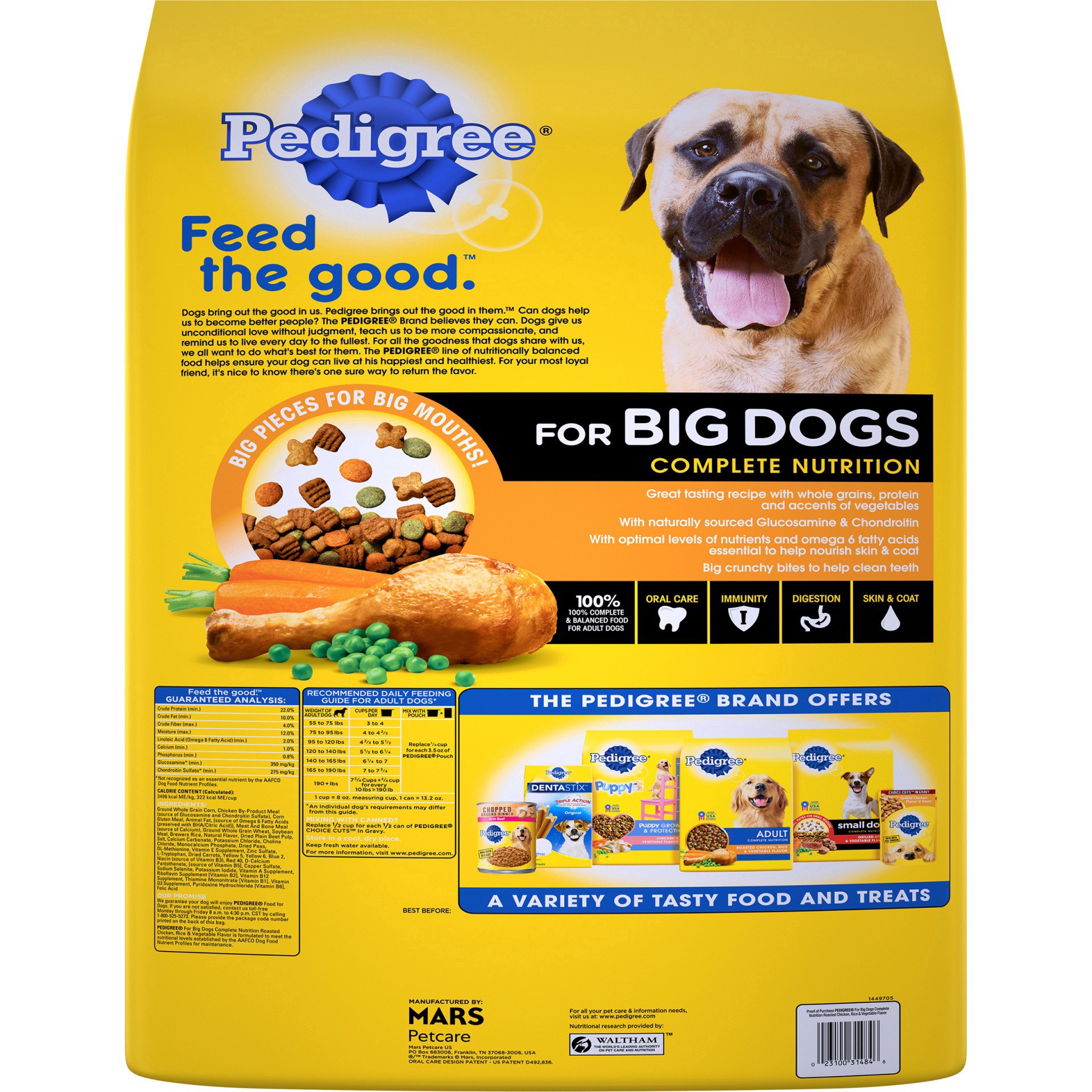 slide 15 of 17, PEDIGREE For Big Dogs Adult Complete Nutrition Large Breed Dry Dog Food Roasted Chicken, Rice & Vegetable Flavor Dog Kibble, 30.1 lb. Bag, 30.1 lb