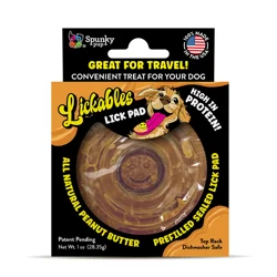 Spunky Pup Lickables Peanut Butter Filled Dog Lick Pad, Round, 1 oz