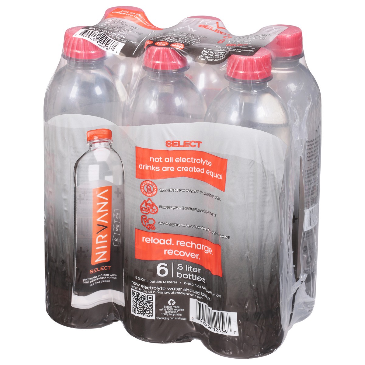slide 2 of 12, Nirvana Select Electrolyte Infused Infused Water 6 - .5 l Bottles, 6 ct