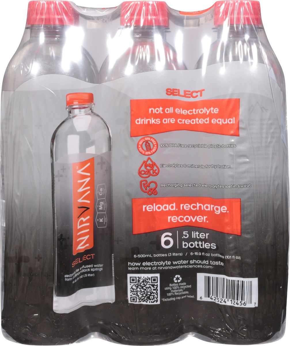 slide 4 of 12, Nirvana Select Electrolyte Infused Infused Water 6 - .5 l Bottles, 6 ct
