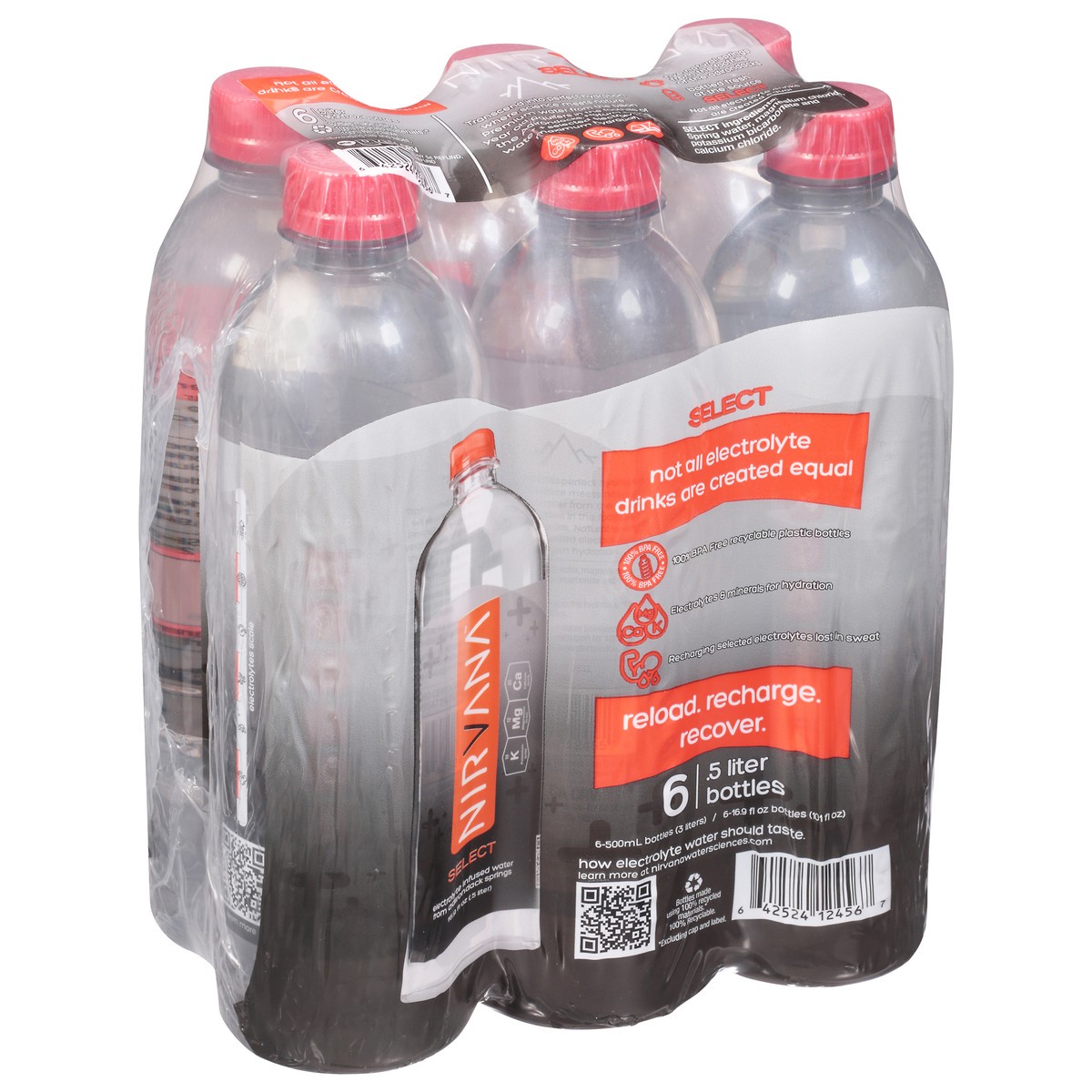 slide 8 of 12, Nirvana Select Electrolyte Infused Infused Water 6 - .5 l Bottles, 6 ct