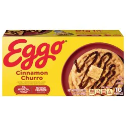 Eggo Frozen Waffles, Frozen Breakfast, Breakfast Food, Cinnamon Churro, 12.3oz Box, 10 Waffles