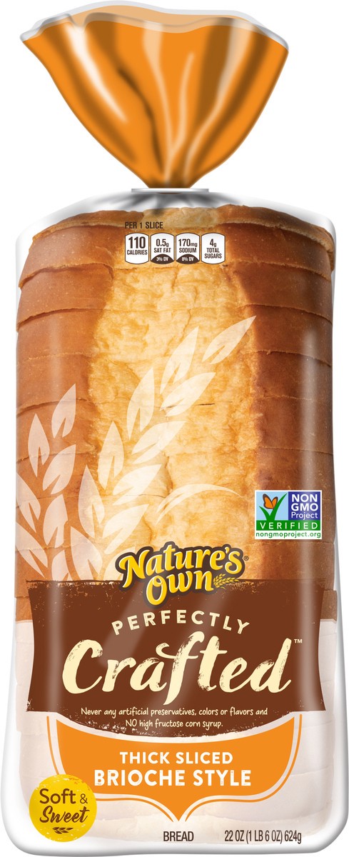 slide 6 of 9, Nature's Own Perfectly Crafted Thick Sliced Brioche Style Bread 22 Oz. Loaf, 22 oz