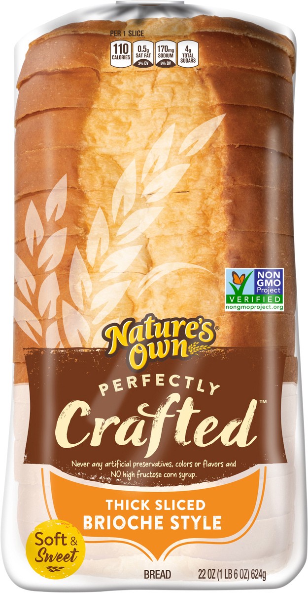 slide 9 of 9, Nature's Own Perfectly Crafted Thick Sliced Brioche Style Bread 22 Oz. Loaf, 22 oz