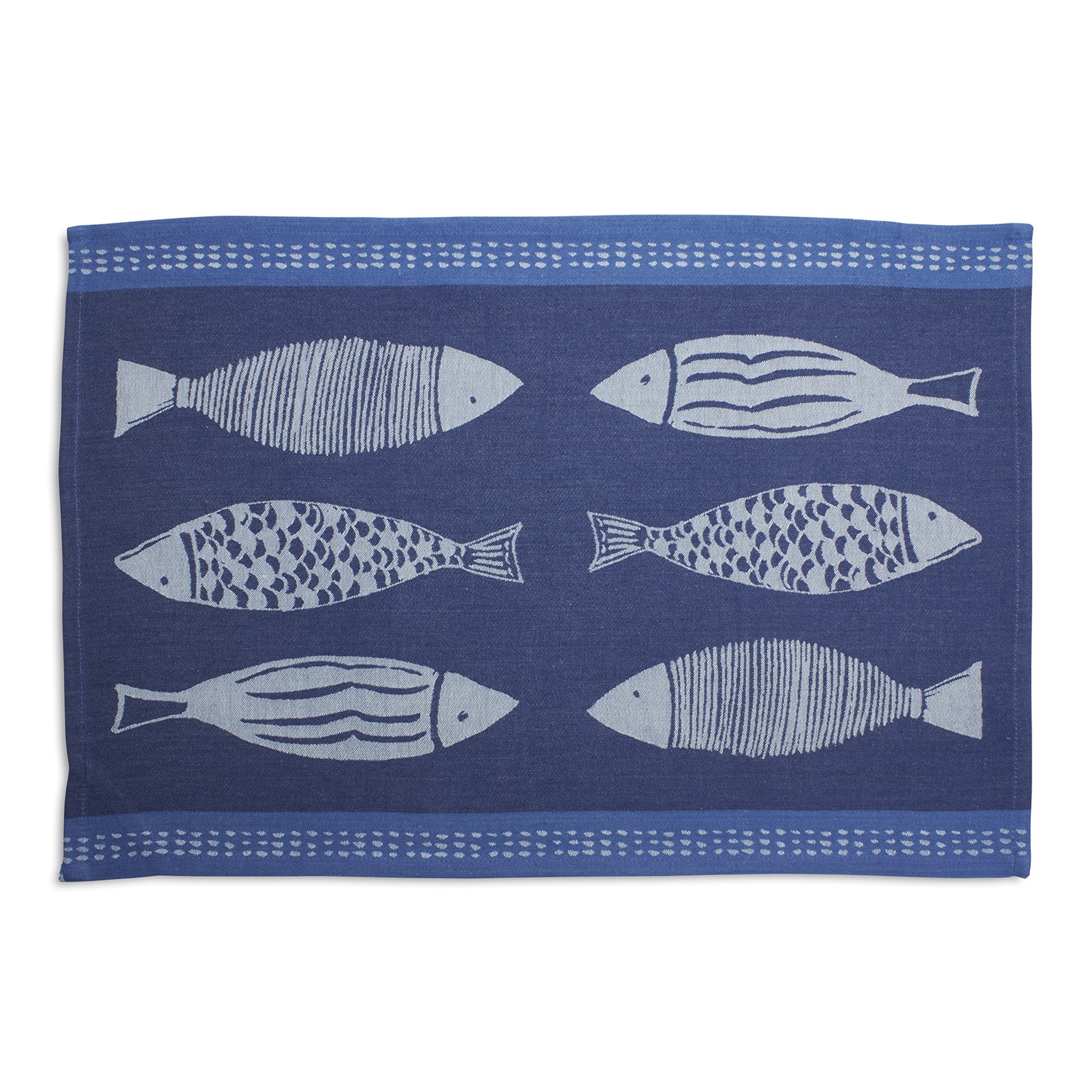 slide 1 of 1, Sur La Table Jacquard Fish Kitchen Towel, Blue, 28 in x 18 in