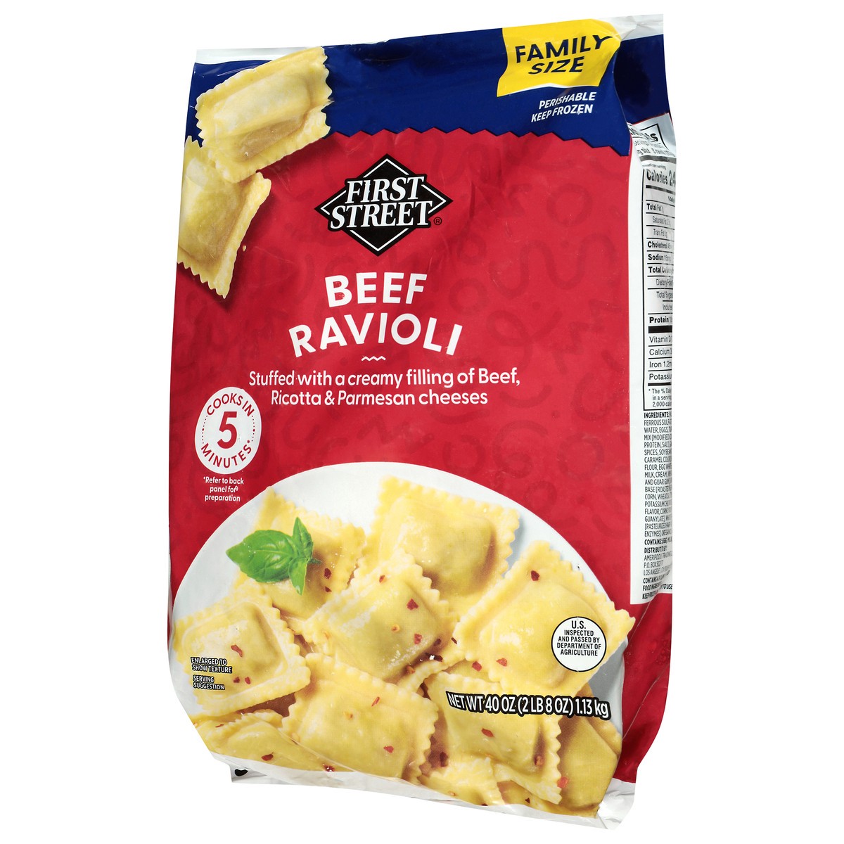 slide 4 of 4, Cb09 First Street Medium Square Beef Ravioli, 2.5 lb