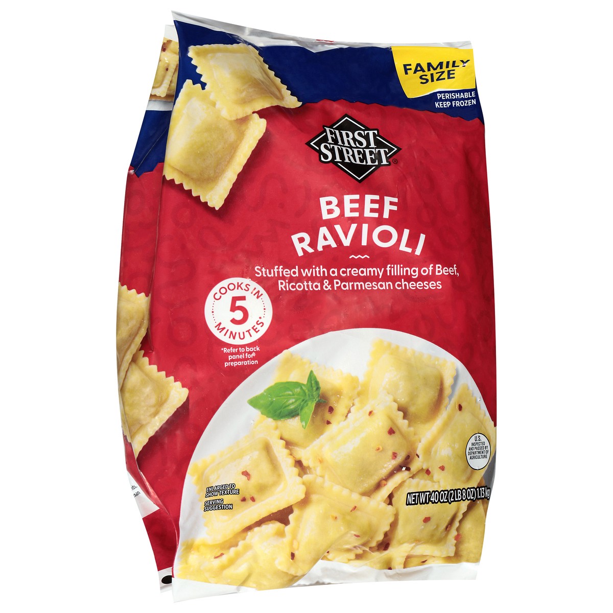 slide 3 of 4, Cb09 First Street Medium Square Beef Ravioli, 2.5 lb