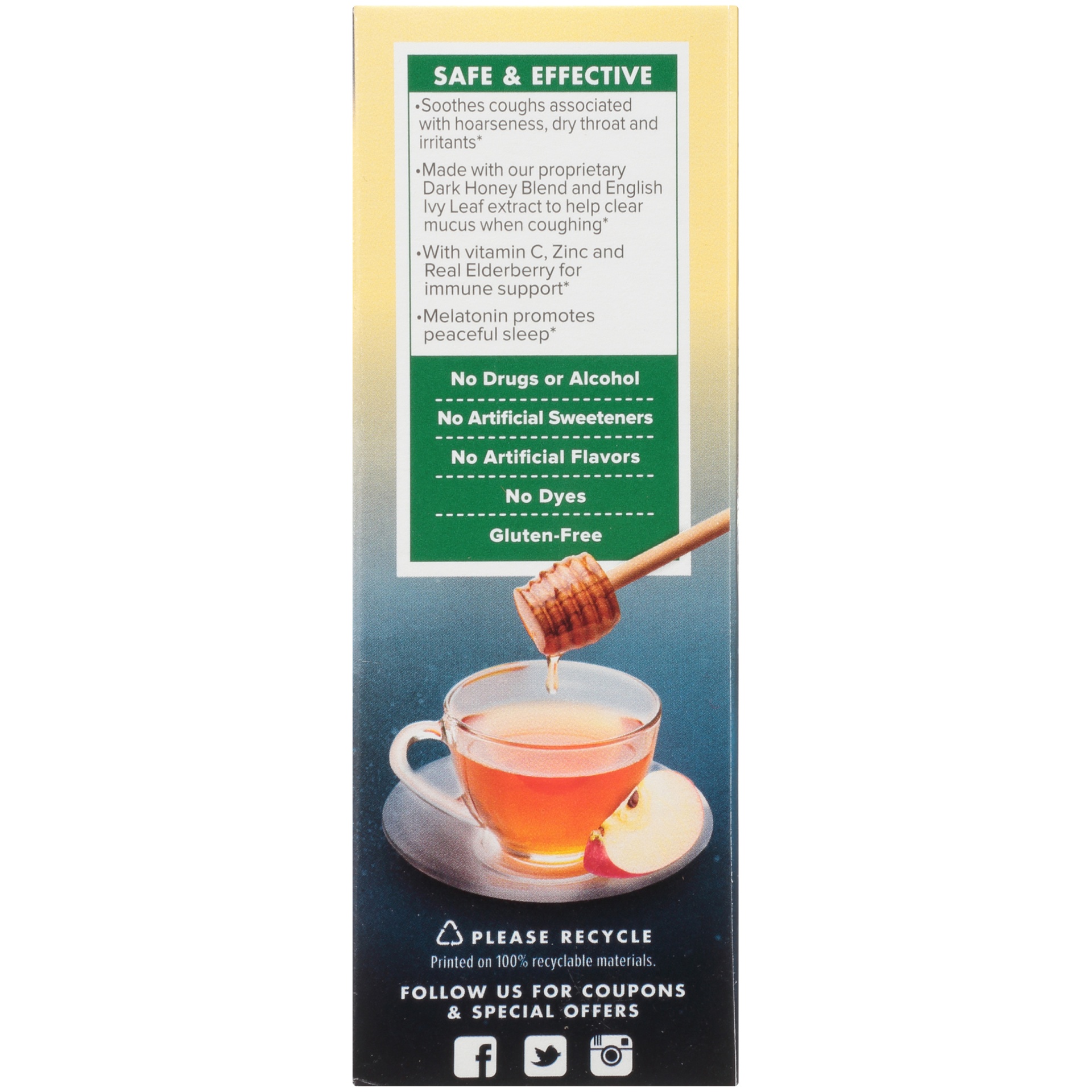 slide 5 of 6, Zarbee's Naturals Apple Spice Cough & Throat Relief + Mucus Nighttime Drink Mix, 3.4 oz