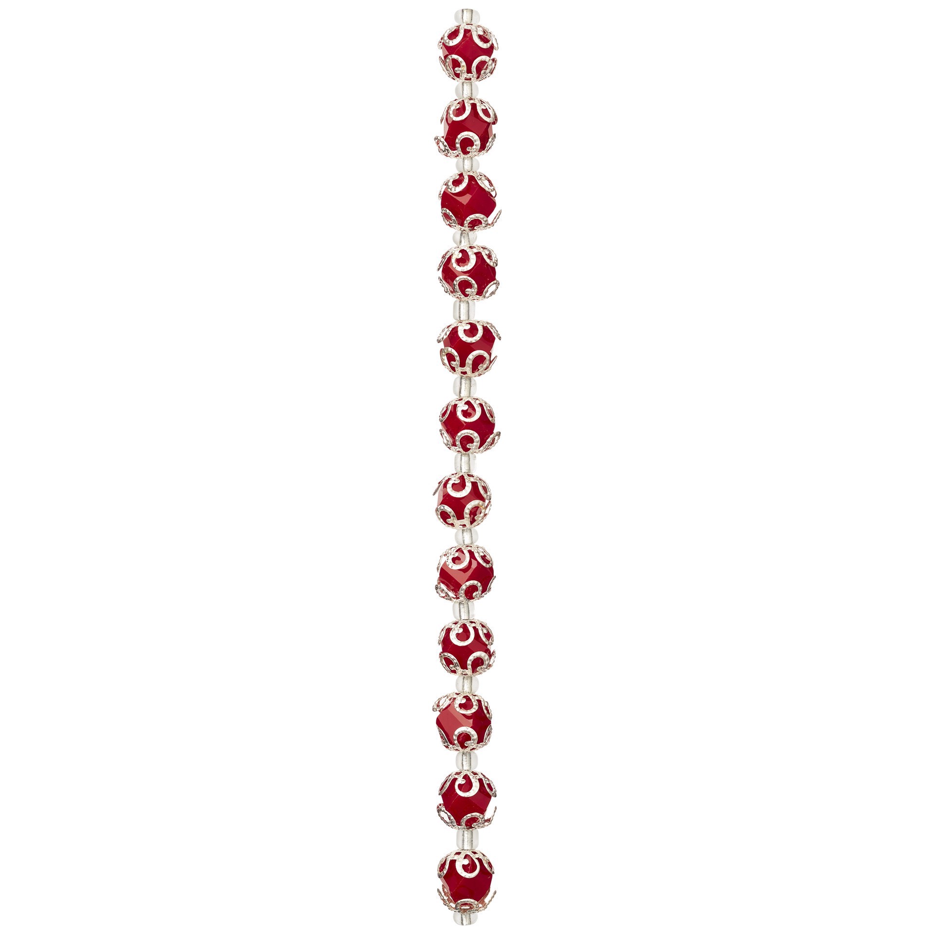 slide 2 of 3, Red Faceted Glass Bead With Bead Cap, 10mm By Bead Landing, 10mm