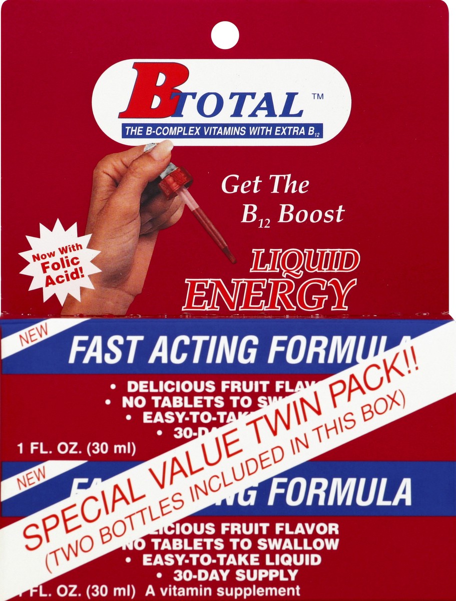 slide 1 of 1, B-Total Liquid Energy Sublingual B12 Boost Twin Pack, 2 oz