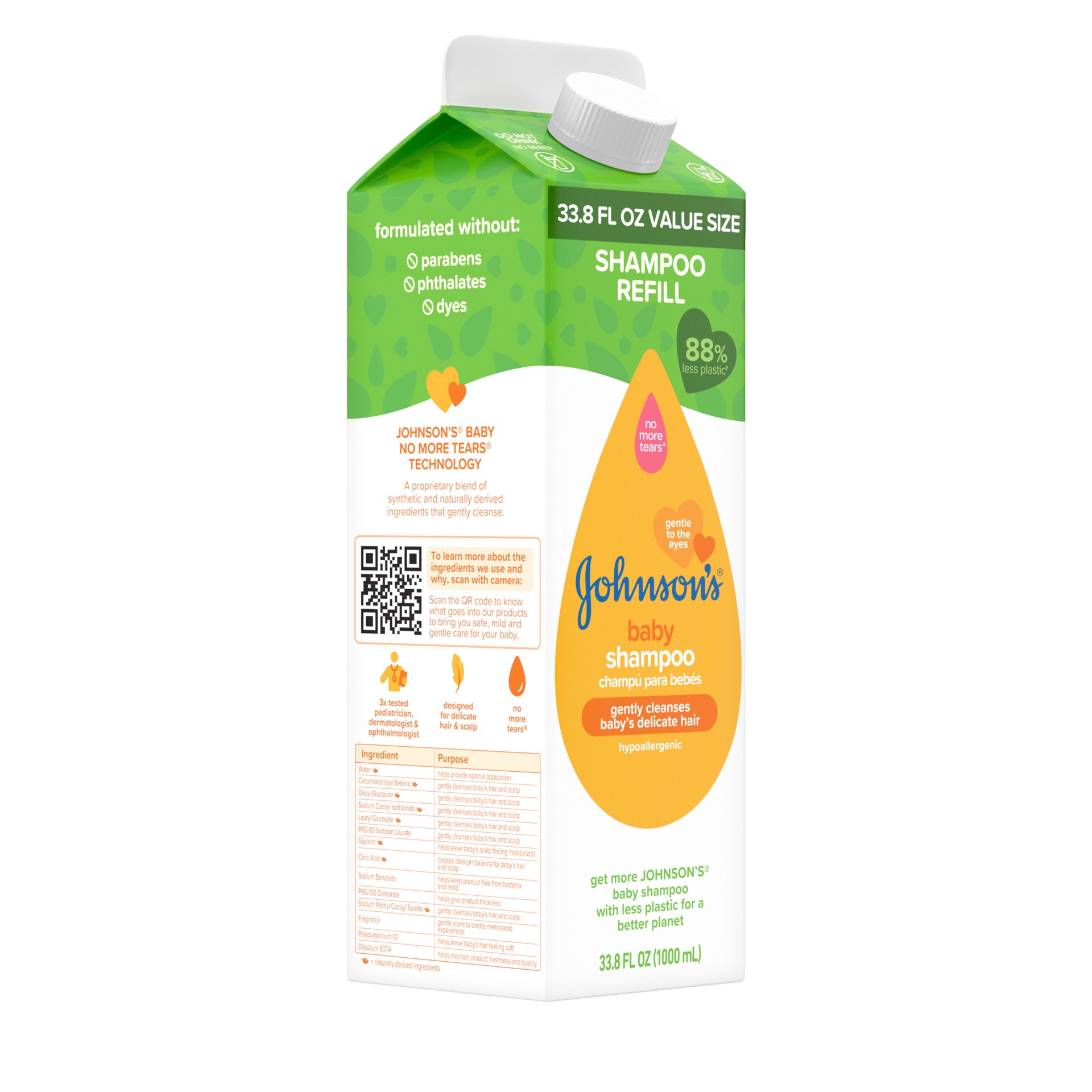 slide 9 of 9, Johnson's Baby Shampoo Refill 33.8 fl oz, 33.8 fl oz