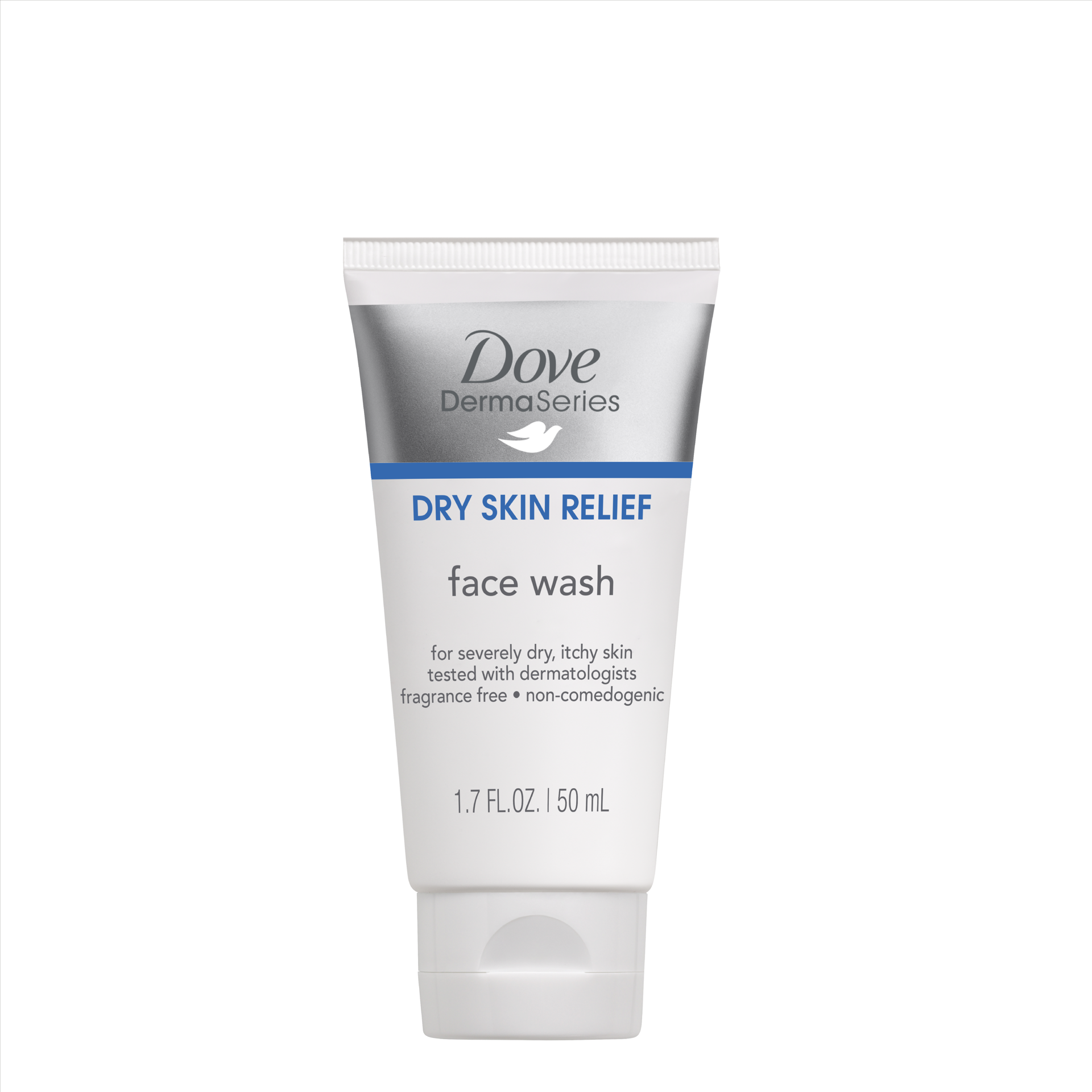 slide 2 of 3, Dove Fragrance-Free Face Wash, Travel Size for Dry Skin, 1.7 oz, 1.7 oz