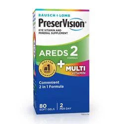 Bausch & Lomb PreserVision AREDS 2 + Multivitamin, 80 Soft Gels