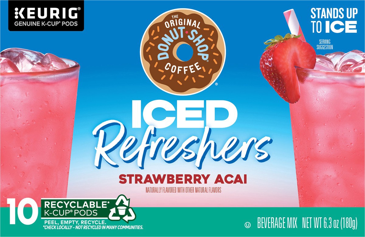 slide 4 of 10, The Original Donut Shop Iced Refreshers, Strawberry Açaí Flavor, Keurig Single Serve K-Cup Pods, 10 Count, 10 ct