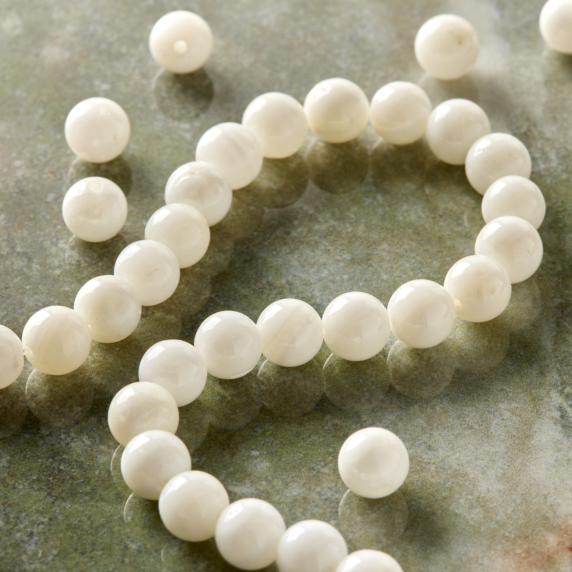 slide 2 of 3, White Shell Round Beads, 6mm By Bead Landing, 6 mm