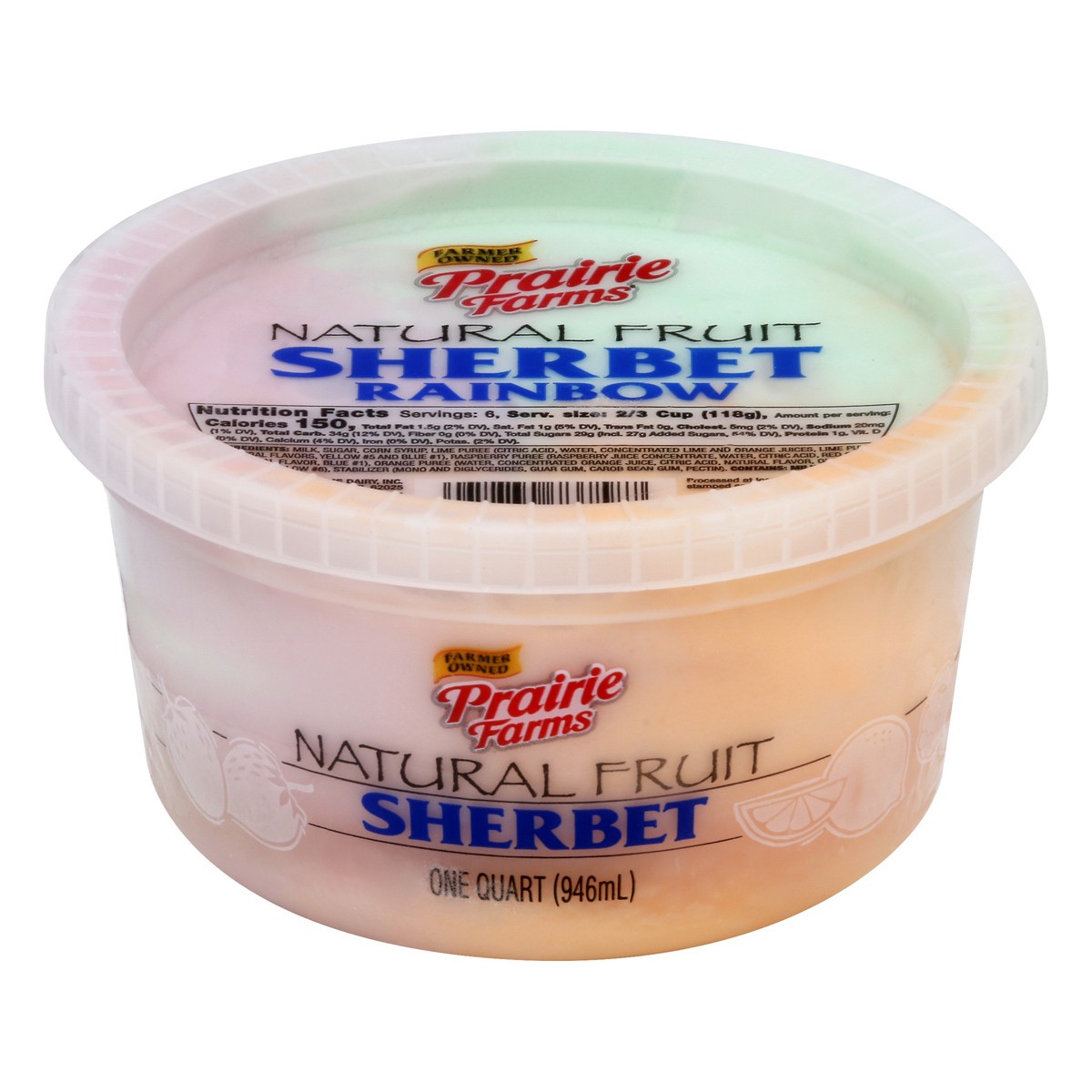 slide 13 of 13, Prairie Farms Natural Fruit Rainbow Sherbet 1 qt, 1 qt