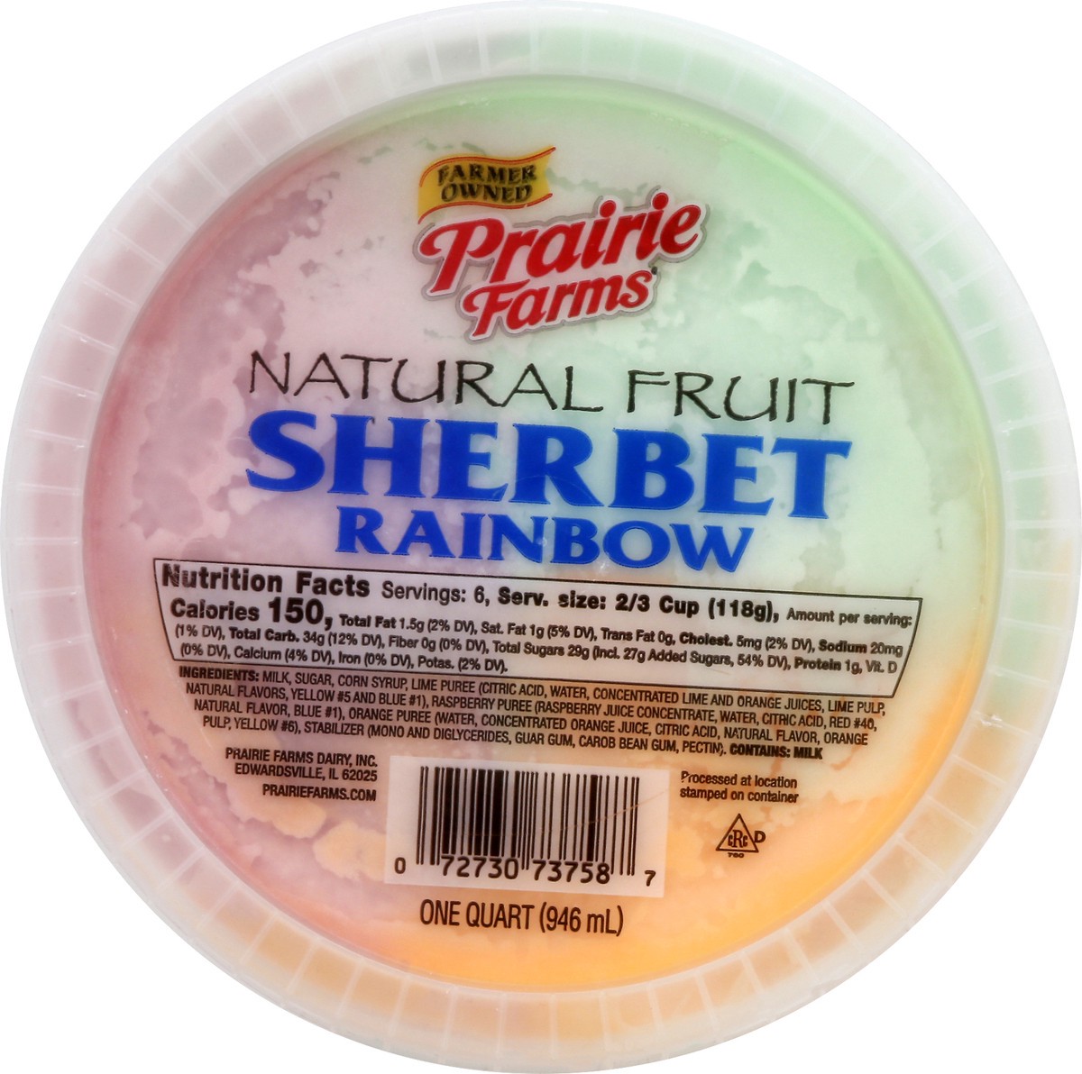 slide 5 of 13, Prairie Farms Natural Fruit Rainbow Sherbet 1 qt, 1 qt