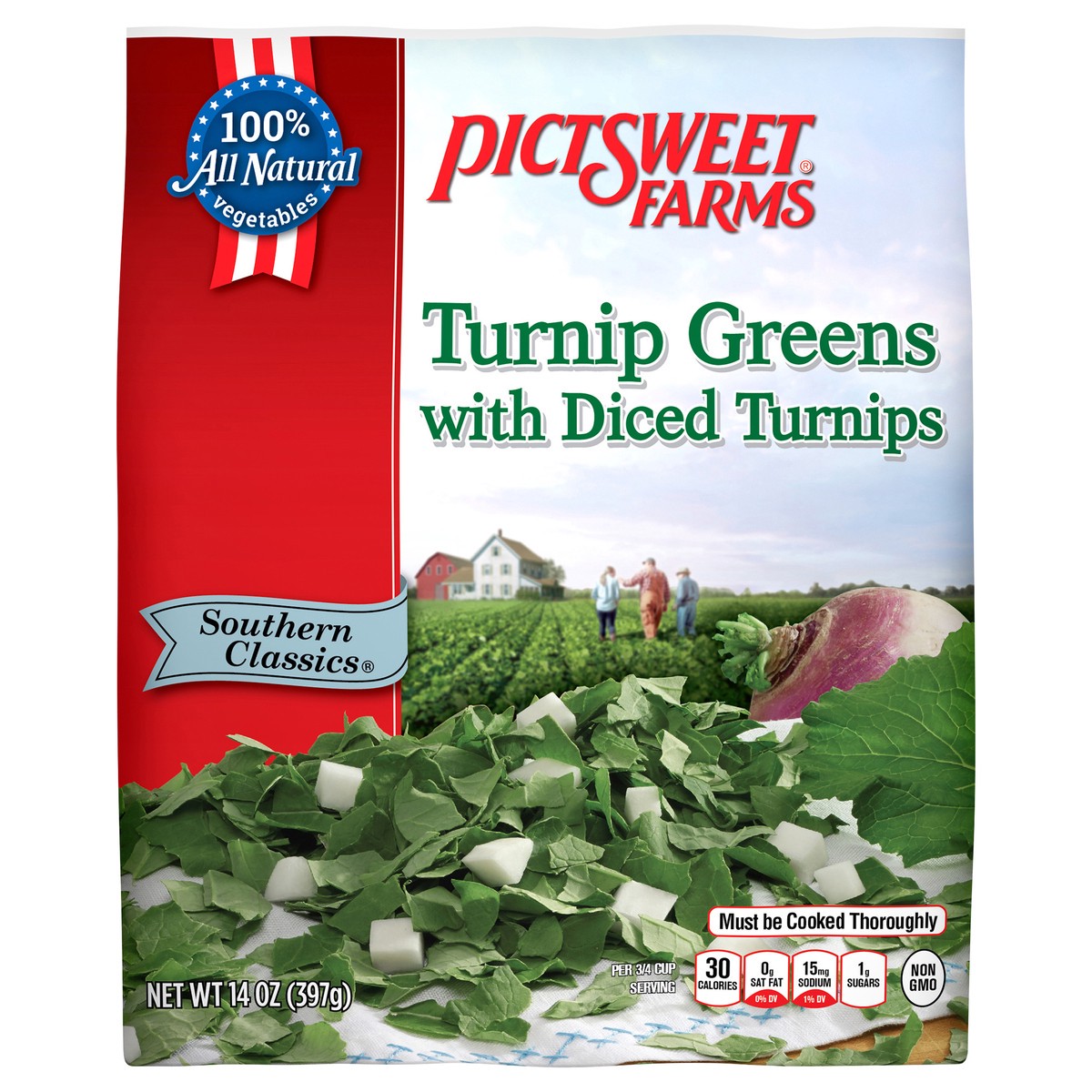 slide 1 of 9, PictSweet Turnip Greens, 14 oz