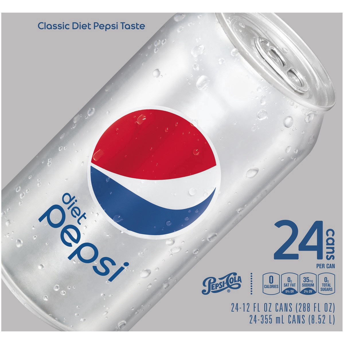 slide 5 of 7, Pepsi Diet Pepsi Soda Classic Cola 12 Fl Oz 24 Count, 24 ct; 12 fl oz