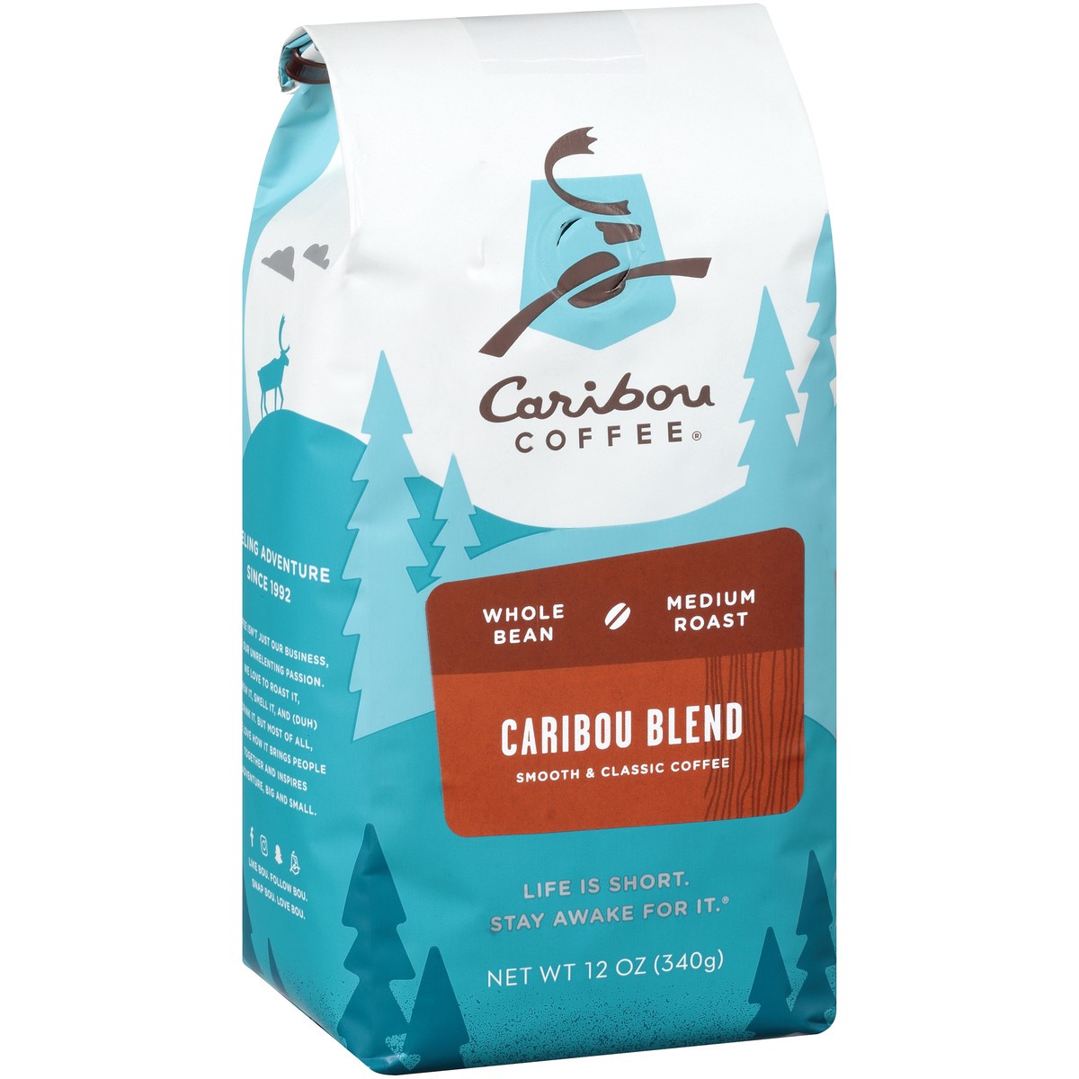 slide 5 of 9, Caribou Coffee Blend Medium Roast Whole Bean Coffee 12 oz. Stand-Up Bag, 12 oz