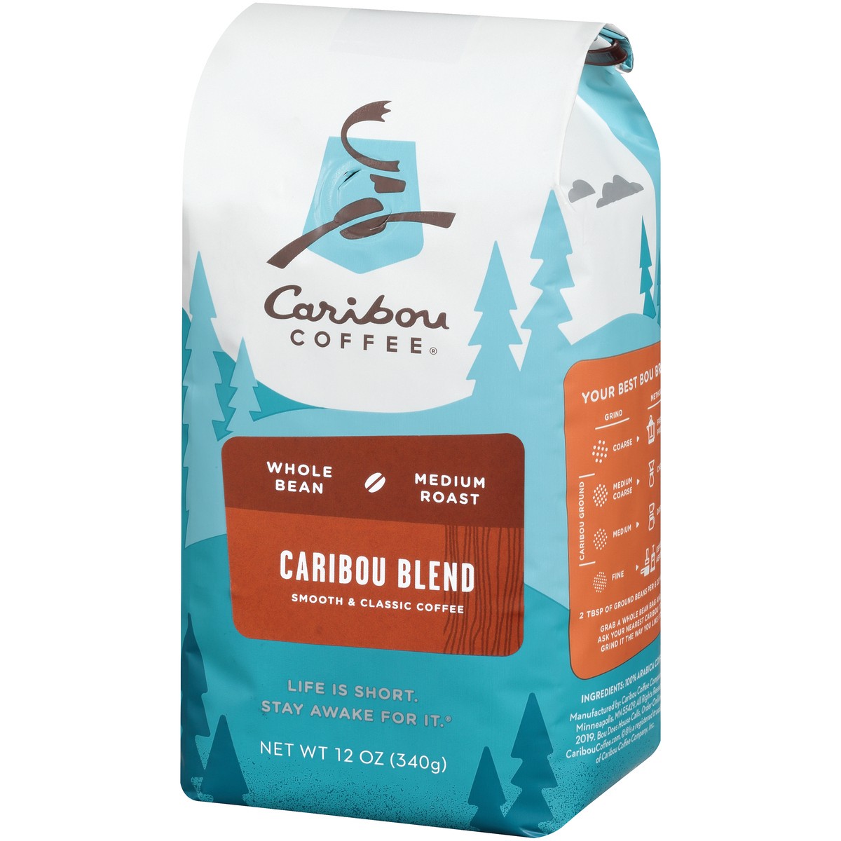 slide 2 of 9, Caribou Coffee Blend Medium Roast Whole Bean Coffee 12 oz. Stand-Up Bag, 12 oz