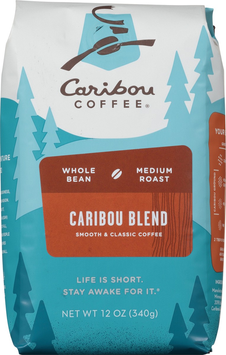 slide 3 of 9, Caribou Coffee Blend Medium Roast Whole Bean Coffee 12 oz. Stand-Up Bag, 12 oz