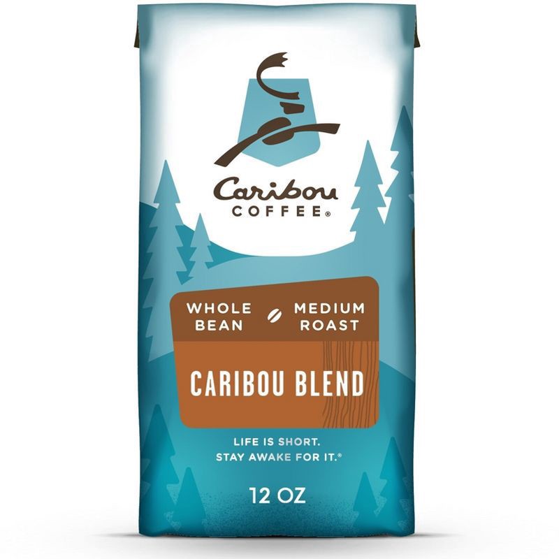 slide 1 of 9, Caribou Coffee Blend Medium Roast Whole Bean Coffee 12 oz. Stand-Up Bag, 12 oz