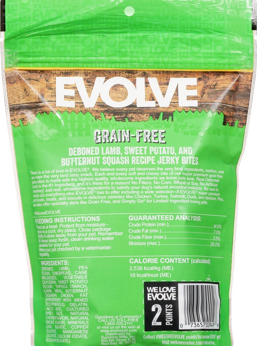 slide 8 of 9, Evolve Grain-Free Jerky Bites Deboned Lamb Sweet Potato and Butternut Squash Recipe Treats for Dogs 12 oz, 12 oz