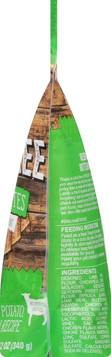 slide 4 of 9, Evolve Grain-Free Jerky Bites Deboned Lamb Sweet Potato and Butternut Squash Recipe Treats for Dogs 12 oz, 12 oz