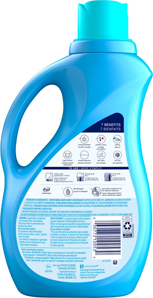 slide 4 of 6, Downy Soft, 2 in 1 Soft and Fresh Liquid Fabric Softener, Cool Cotton, 66 fl oz, 90 Loads, Fabric Conditioner Liquid provides softness and freshness for fabrics, 2.08 qt