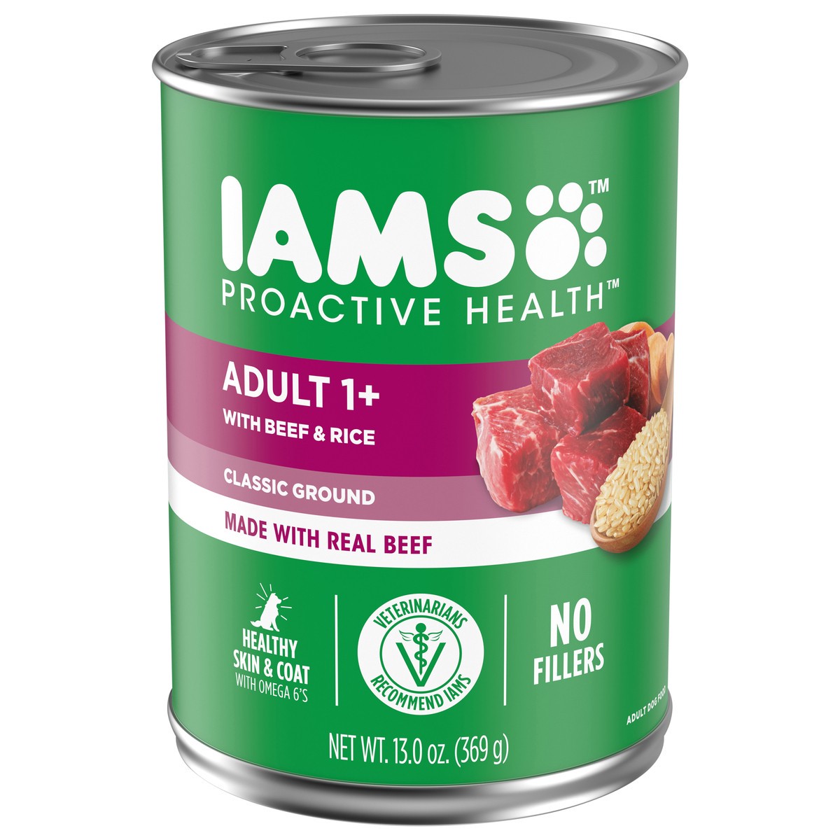 slide 1 of 7, IAMS PROACTIVE HEALTH Adult Soft Wet Dog Food Paté with Beef & Rice, (12, 13 oz
