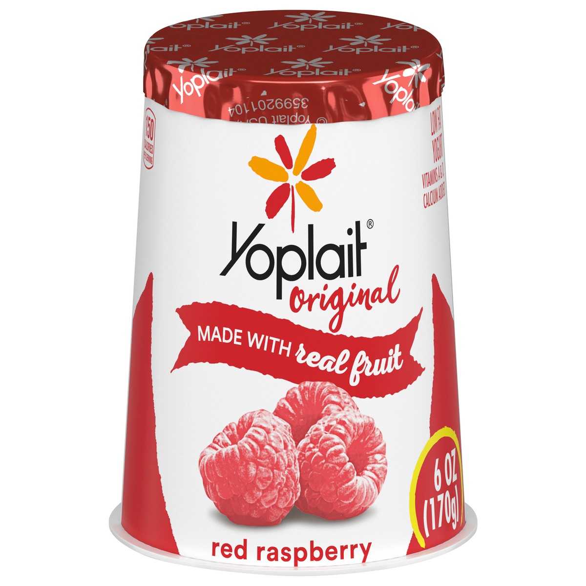 slide 1 of 1, Yoplait Original Yogurt, Red Raspberry, Low Fat Yogurt, 6 oz, 6 oz