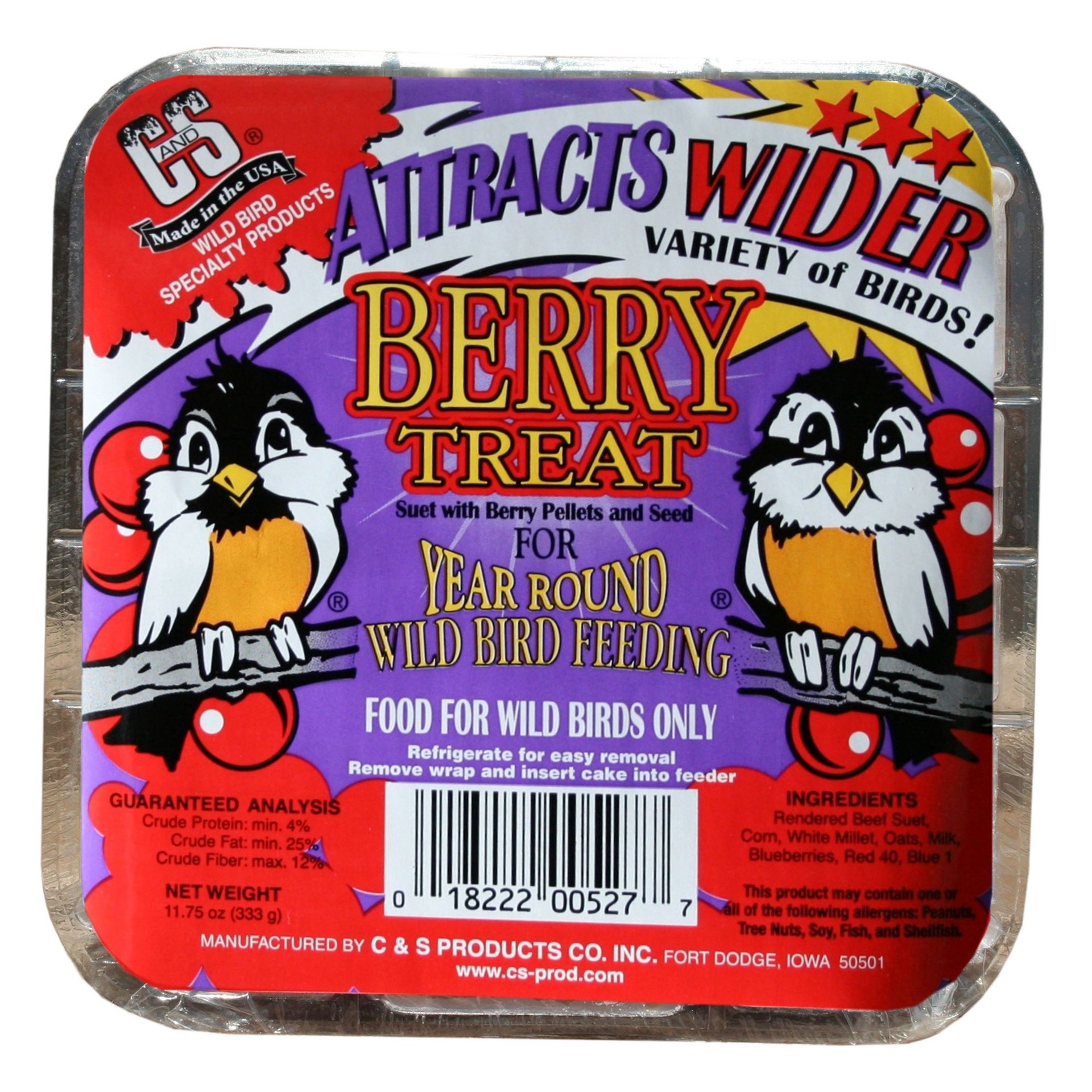 slide 1 of 1, C And S Berry Treat Suet Cake For Wild Birds, 11.75 oz