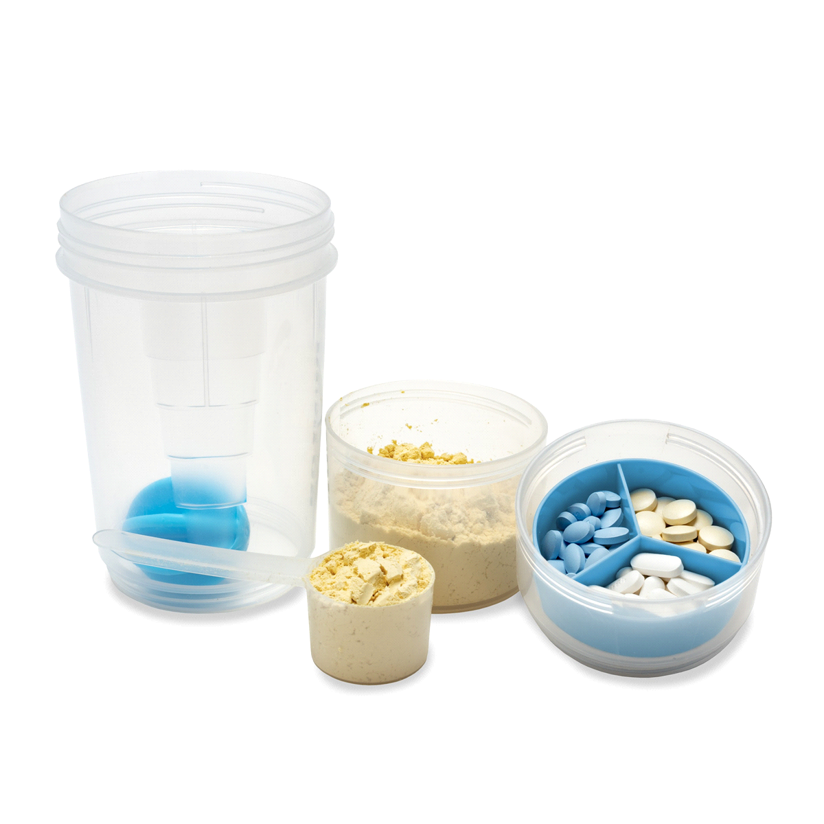 slide 5 of 5, Kolorae Fitness Shaker Cup with Pill and Powder Compartments, 18.5 oz