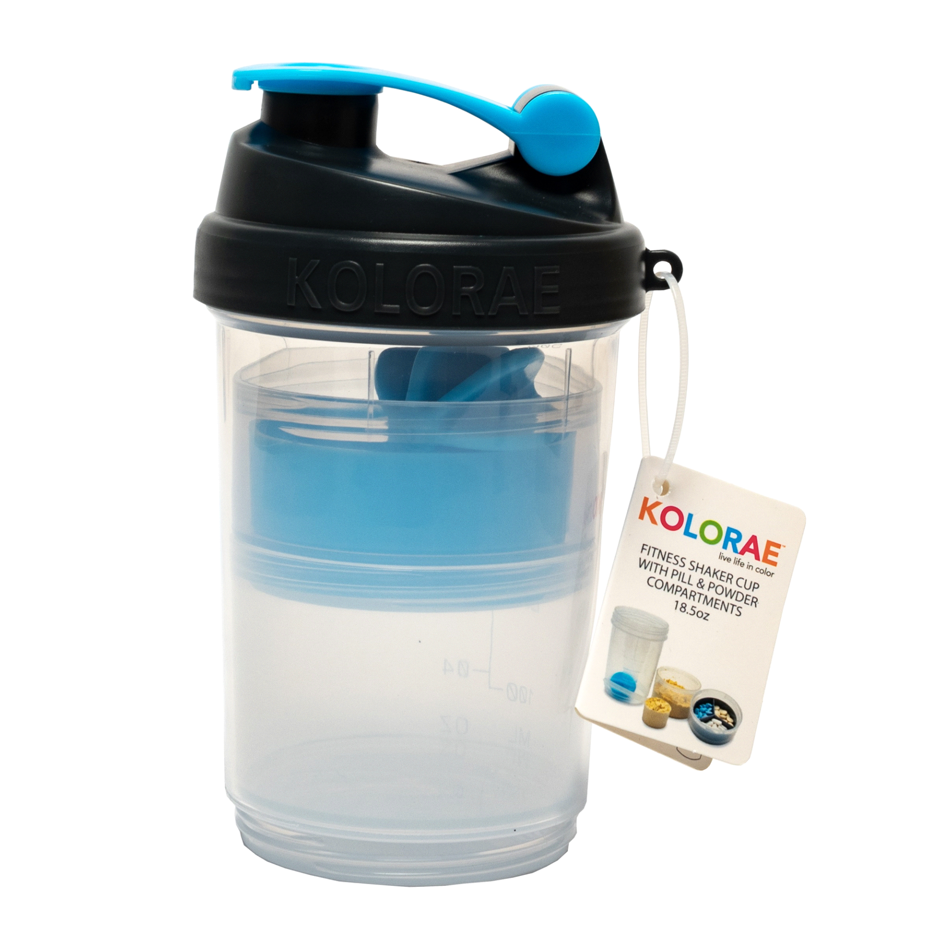 slide 1 of 1, Kolorae Fitness Shaker Cup with Pill and Powder Compartments, 18.5 oz