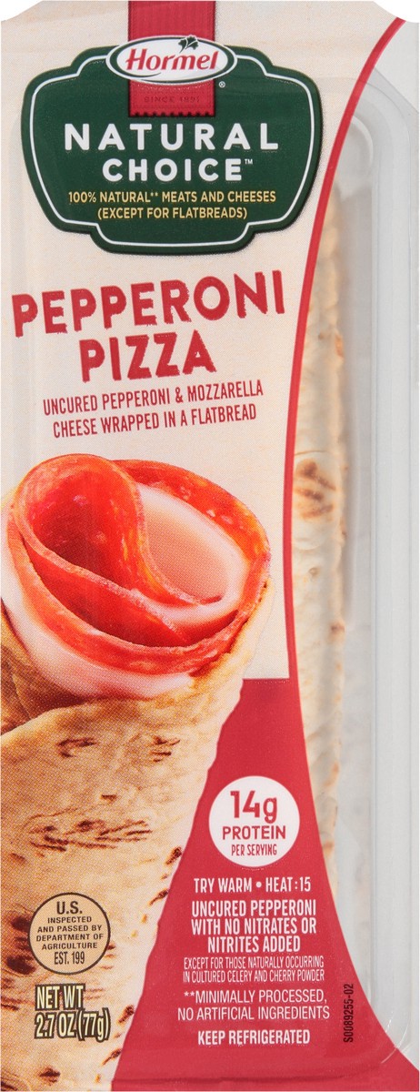 slide 4 of 7, Hormel Natural Choice Pepperoni Pizza Wrapped in a Flatbread 2.7 oz. Tray, 2.7 oz