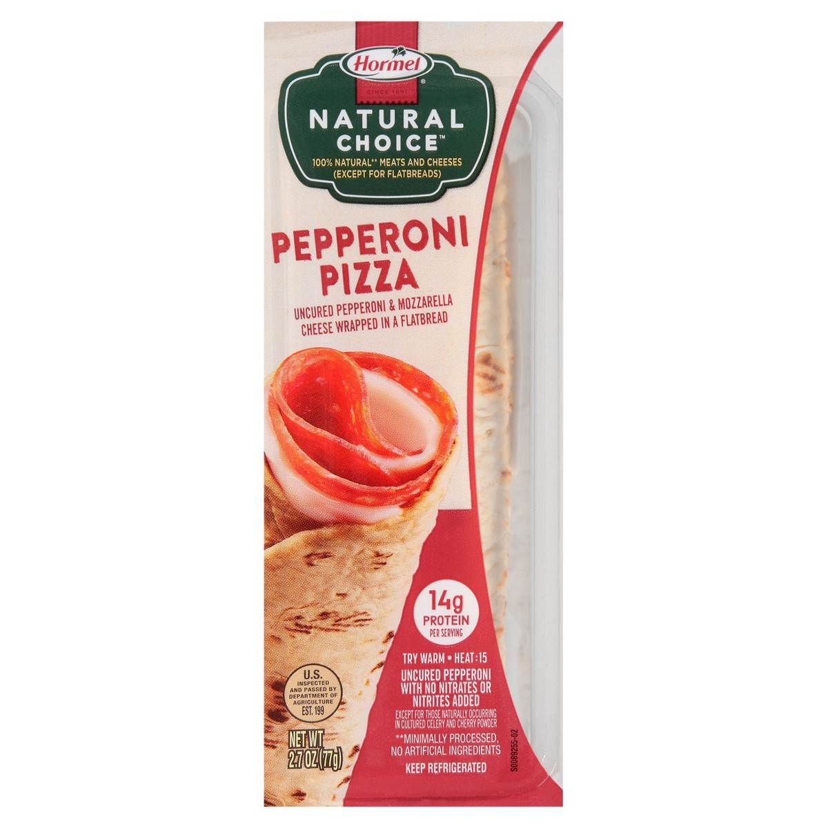 slide 1 of 7, Hormel Natural Choice Pepperoni Pizza Wrapped in a Flatbread 2.7 oz. Tray, 2.7 oz