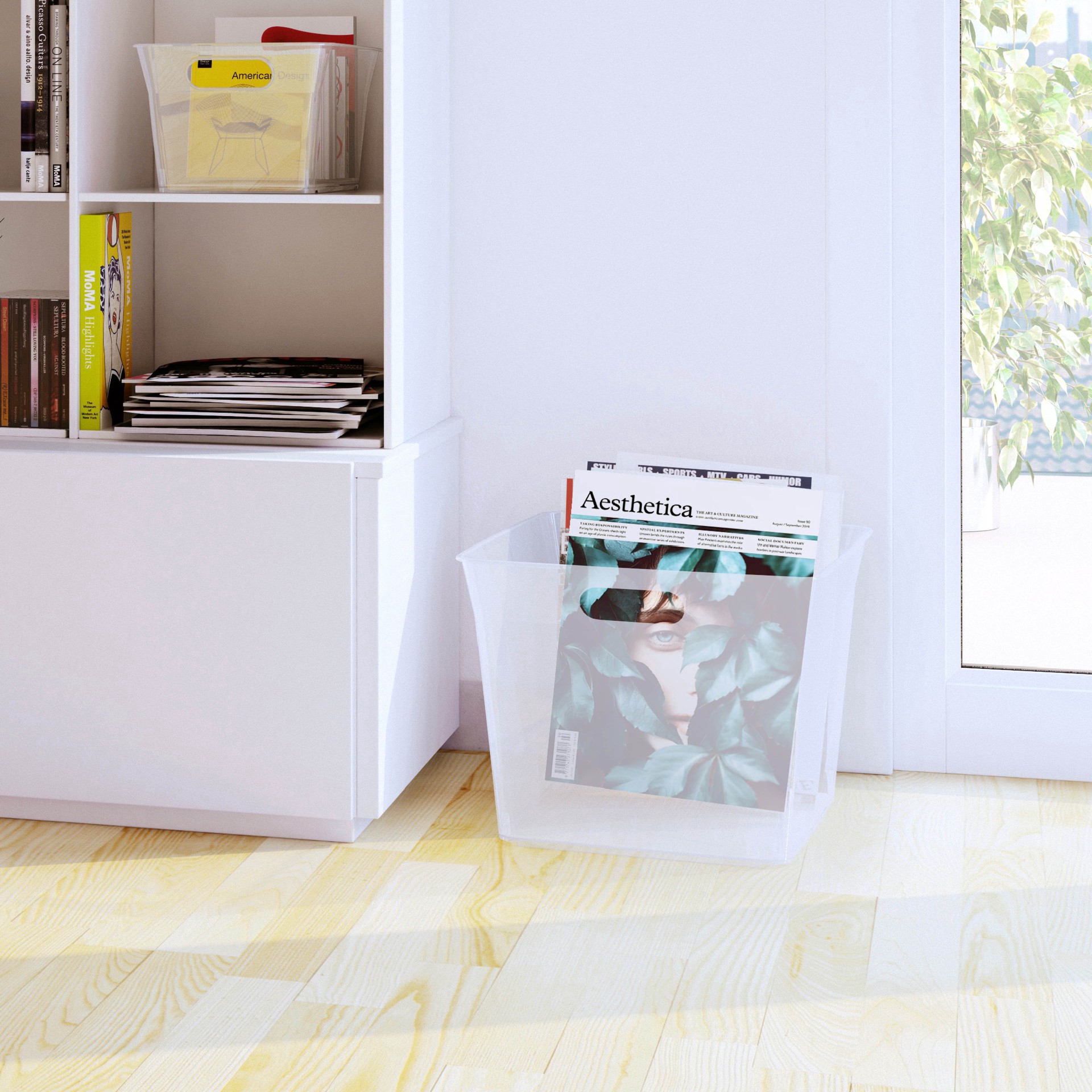 slide 5 of 5, Curver V-Basket Extra Large Clear Organizing Storage Basket, 10 in x 13 in x 15 in