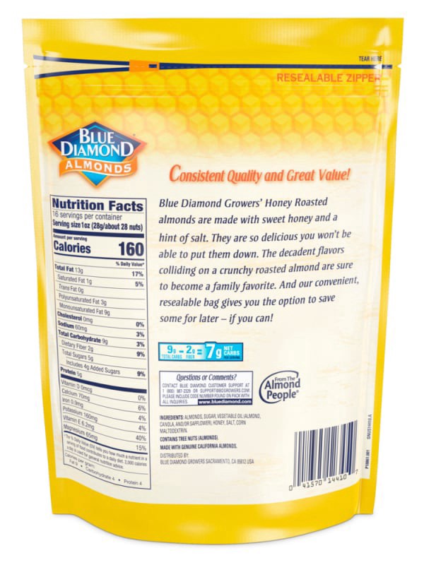 slide 4 of 5, Blue Diamond Honey Roasted Almonds Value Pack 16 oz, 1 ct