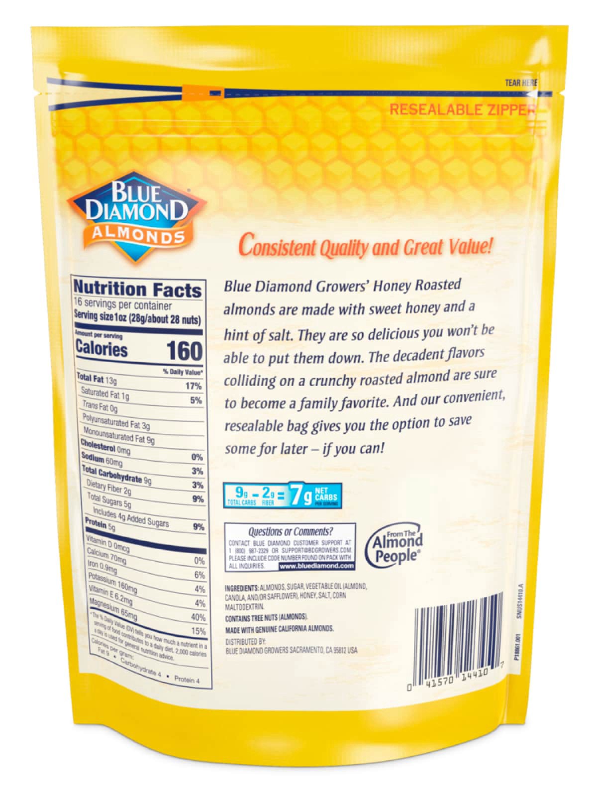 slide 5 of 5, Blue Diamond Honey Roasted Almonds Value Pack 16 oz, 1 ct