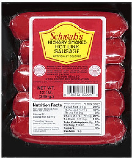 slide 1 of 1, Schwab's Hot Link Sausage, 12 oz