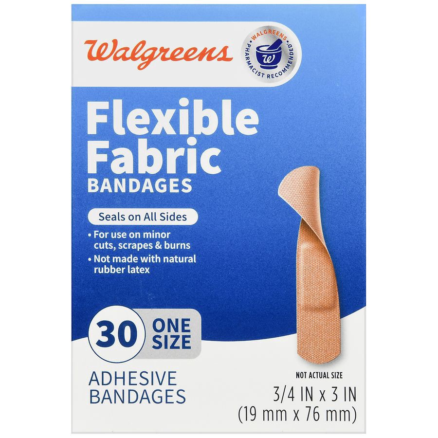 slide 4 of 5, Walgreens Flexible Fabric Adhesive Bandages, 30 ct