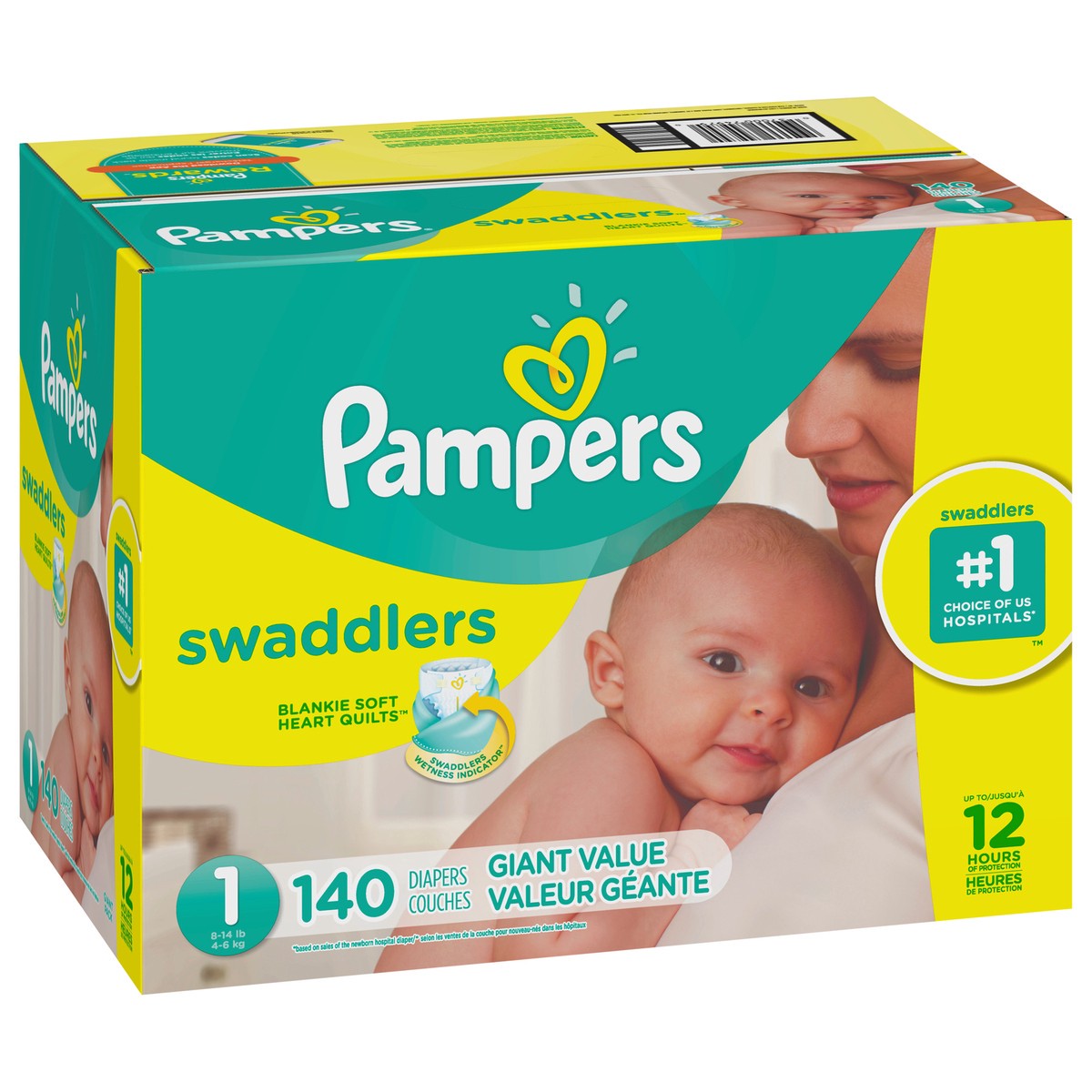 slide 2 of 8, Pampers Swaddlers Newborn Diapers Size 1 140 Count, 140 ct