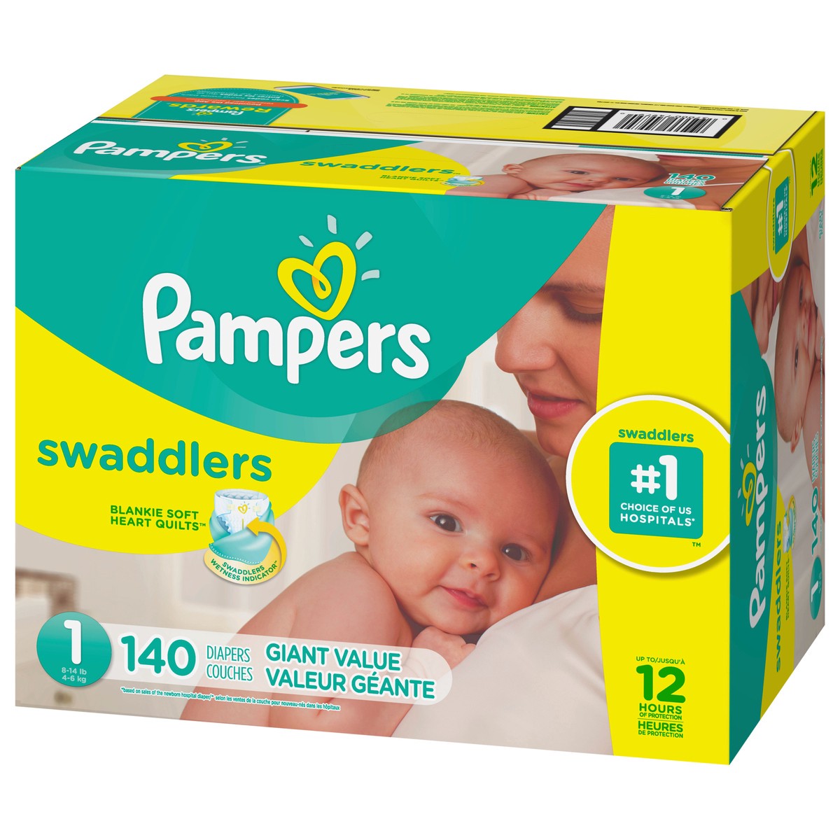 slide 3 of 8, Pampers Swaddlers Newborn Diapers Size 1 140 Count, 140 ct